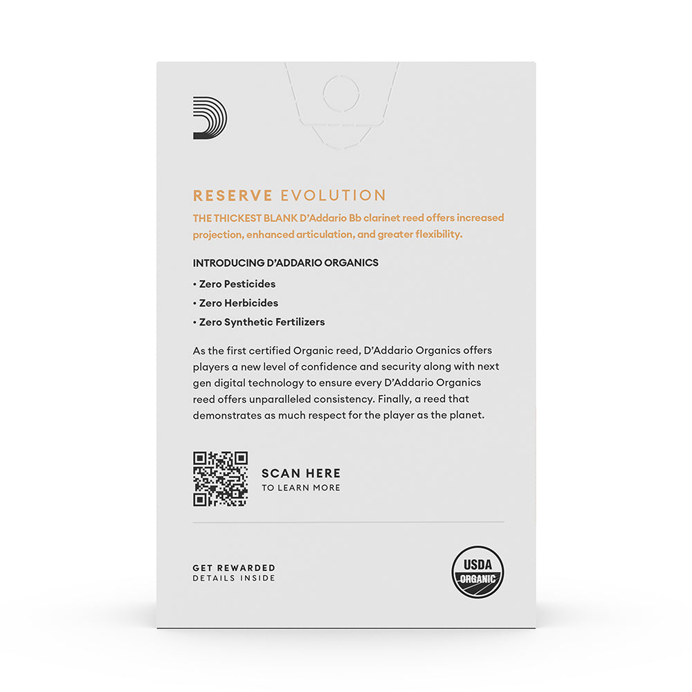 D'Addario Organic Reserve Evolution Bb Clarinet Reeds