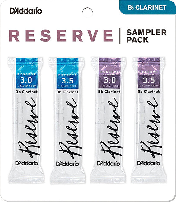 Bb Clarinet Reed D'addario Reserve Sampler Pack of 4